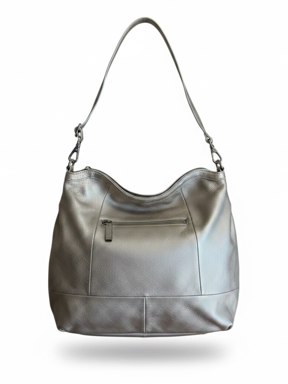 B. Makowsky Gold Metallic Leather Hobo Shoulder Bag